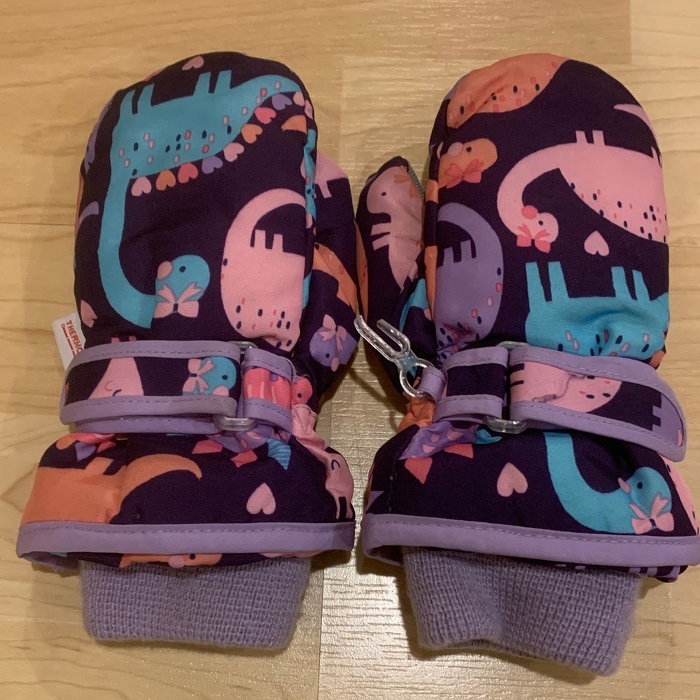 The Children's Place Dinosaur Mittens - Purple and Pink